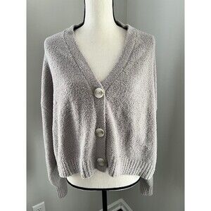 Ugg Cropped Cozy Cardigan Gray Button Front Size XL EUC